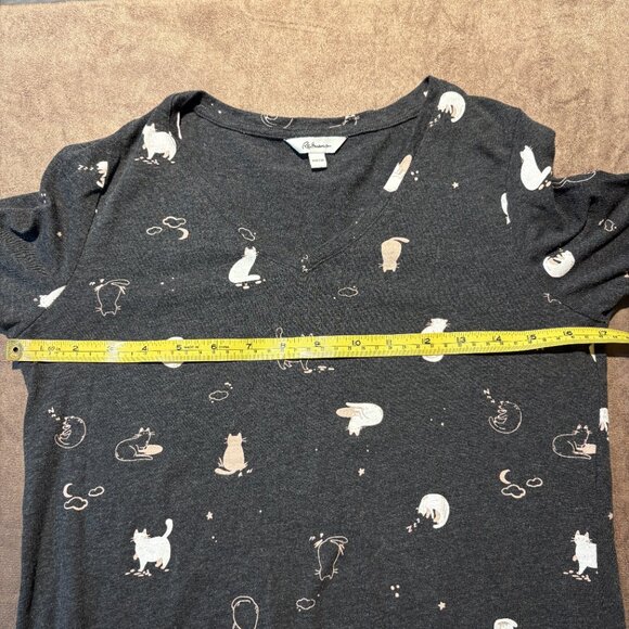 Reitmans Nightgown Cat Design Charcoal Long Sleeve Womans Size XXS (SKU:34W) - Picture 6 of 7